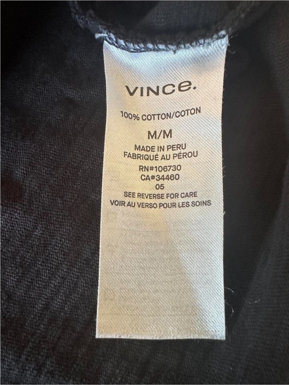 Vince Black Peruvian Cotton Henley Shirt Medium Quiet Luxury Designer Basic - Picture 5 of 7